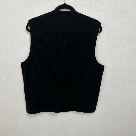 Wyoming Traders Black Denim Western Cotton Vest Mens M Button Up Rodeo Pockets - Picture 4 of 11